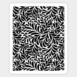 Floral Geometric Abstract Art - Black And White Magnet